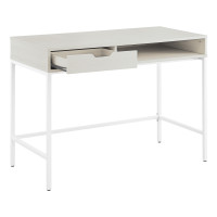 OSP Home Furnishings CNT43-WK Contempo 40” Desk with Drawer and Shelf in White Oak Finish